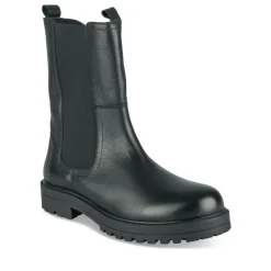 Bottines NOIR Fille CUIR Motif Uni Fermeture éclair