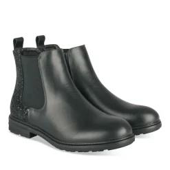 Bottines NOIR Fille CUIR Motif Uni Fermeture éclair