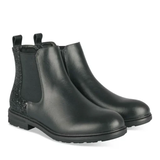 Bottines NOIR Fille CUIR Motif Uni Fermeture éclair