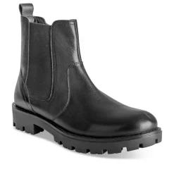 Bottines NOIR Fille CUIR Motif Uni Fermeture éclair