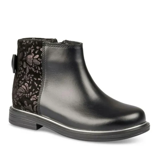 Bottines NOIR Fille CUIR Motif Uni Fermeture éclair