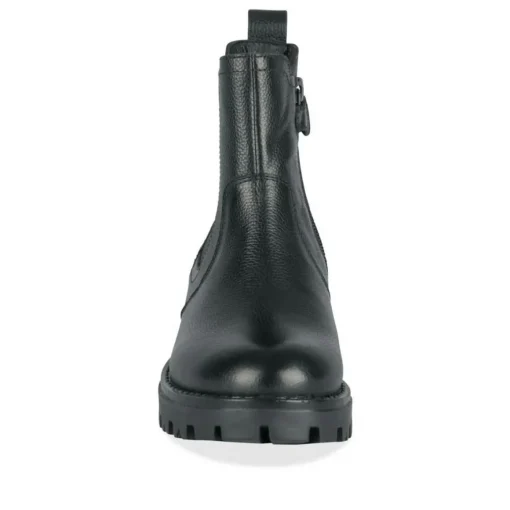 Bottines NOIR Fille CUIR Motif Uni Fermeture éclair