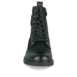 Bottines NOIR Fille CUIR Motif Clouté Lacets