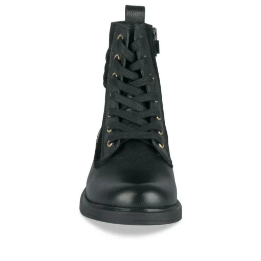 Bottines NOIR Fille CUIR Motif Clouté Lacets