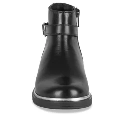 Bottines NOIR Fille CUIR Motif Uni Fermeture éclair