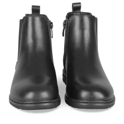 Bottines NOIR Fille CUIR Motif Uni Fermeture éclair