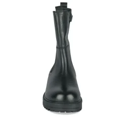 Bottines NOIR Fille CUIR Motif Uni Fermeture éclair