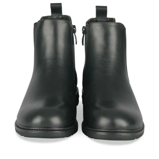 Bottines NOIR Fille CUIR Motif Uni Fermeture éclair