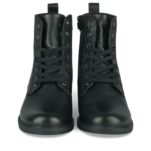 Bottines NOIR Fille CUIR Motif Uni Lacets
