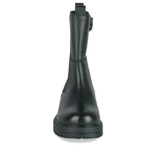 Bottines NOIR Fille CUIR Motif Uni Fermeture éclair