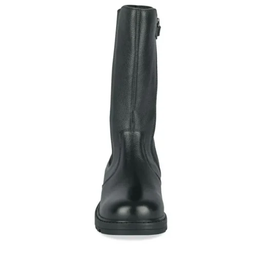 Bottines NOIR Fille CUIR Motif Uni Fermeture éclair