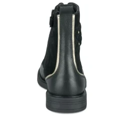 Bottines NOIR Fille CUIR Motif Clouté Lacets