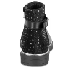 Bottines NOIR Fille CUIR Motif Uni Fermeture éclair