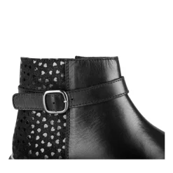 Bottines NOIR Fille CUIR Motif Uni Fermeture éclair