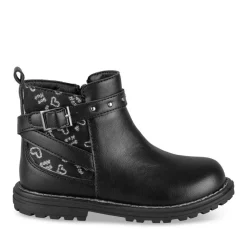 Bottines NOIR Fille Motif Coeurs Fermeture éclair