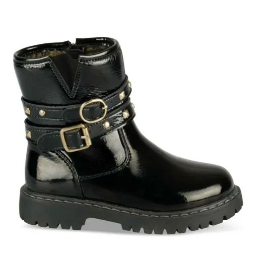 Bottines NOIR Fille Motif Vernis Fermeture éclair