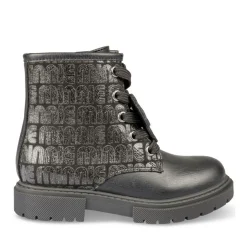 Bottines NOIR Fille Motif Uni Lacets
