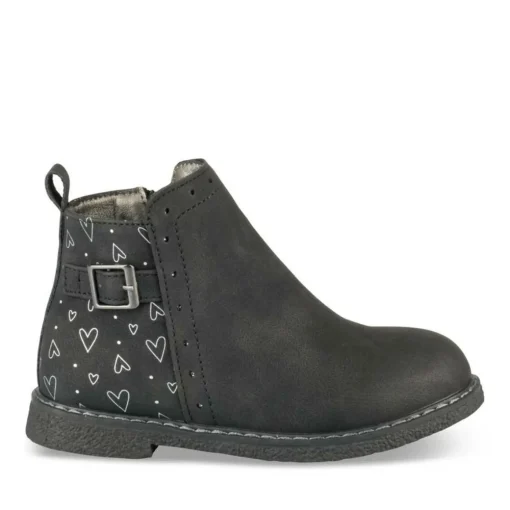 Bottines NOIR Fille Motif Coeurs Fermeture éclair