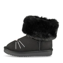 Bottines NOIR Fille Motif Fausse Fourrure A Enfiler