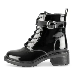 Bottines NOIR Fille Motif Uni Lacets + Fermeture éclair