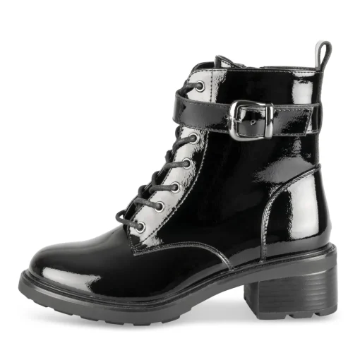 Bottines NOIR Fille Motif Uni Lacets + Fermeture éclair