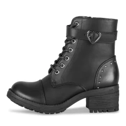 Bottines NOIR Fille Motif Uni Lacets + Fermeture éclair