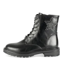 Bottines NOIR Fille Motif Uni Lacets + Fermeture éclair
