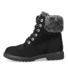 Bottines NOIR Fille Motif Uni Lacets + Fermeture éclair