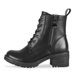 Bottines NOIR Fille Motif Uni Lacets + Fermeture éclair