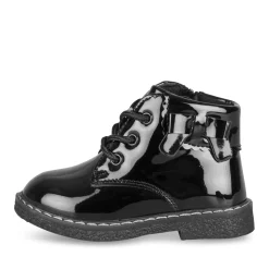 Bottines NOIR Fille Motif Uni Lacets + Fermeture éclair