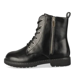 Bottines NOIR Fille Motif Uni Lacets + Fermeture éclair