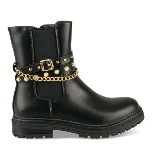 Bottines NOIR Fille Motif Chaîne Fermeture éclair