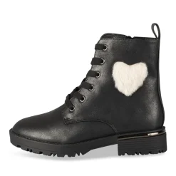 Bottines NOIR Fille Motif Uni Lacets