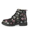 Bottines NOIR Fille Motif Fleuri A Enfiler