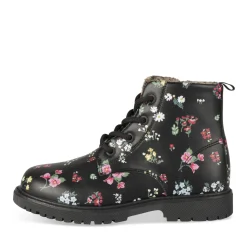 Bottines NOIR Fille Motif Fleuri A Enfiler
