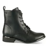 Bottines NOIR Fille Motif Coeurs Lacets