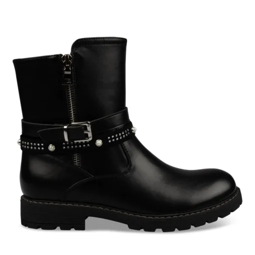 Bottines NOIR Fille Motif Uni Fermeture éclair