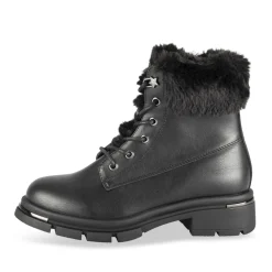 Bottines NOIR Fille Motif Uni Lacets