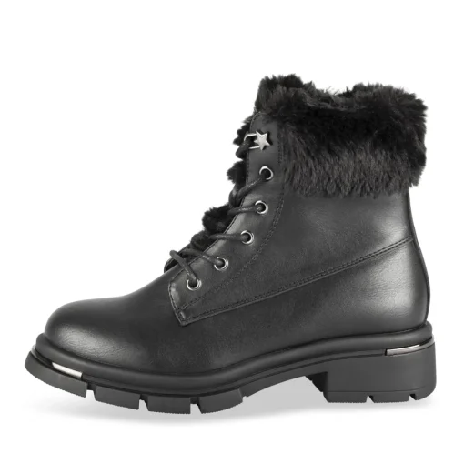 Bottines NOIR Fille Motif Uni Lacets