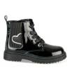 Bottines NOIR Fille Motif Vernis Lacets + Fermeture éclair