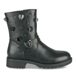 Bottines NOIR Fille Motif Coeurs Fermeture éclair