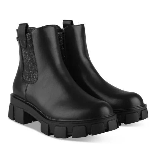 Bottines NOIR Fille Motif Uni Fermeture éclair