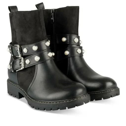 Bottines NOIR Fille Motif Perle Fermeture éclair