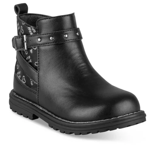 Bottines NOIR Fille Motif Coeurs Fermeture éclair