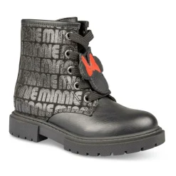 Bottines NOIR Fille Motif Uni Lacets