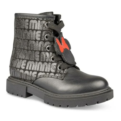 Bottines NOIR Fille Motif Uni Lacets