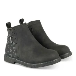 Bottines NOIR Fille Motif Coeurs Fermeture éclair