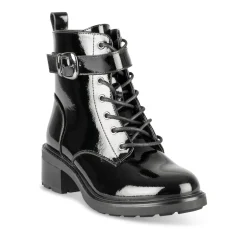 Bottines NOIR Fille Motif Uni Lacets + Fermeture éclair
