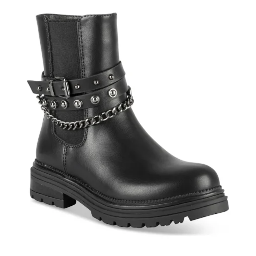 Bottines NOIR Fille Motif Uni Fermeture éclair