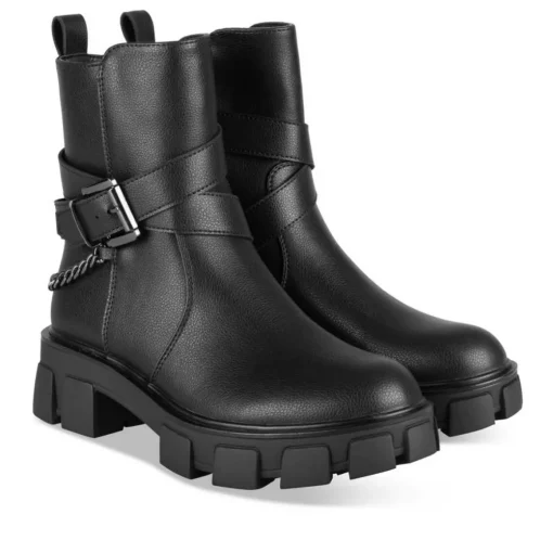 Bottines NOIR Fille Motif Chaîne Fermeture éclair